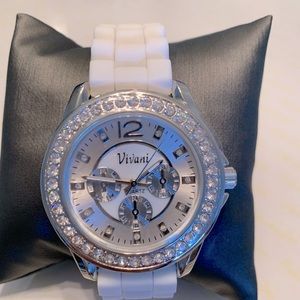 👗 Vivani Fashion Watch White Silcone Band Silver